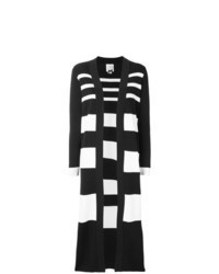 Cardigan long à rayures horizontales noir et blanc