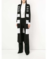 Cardigan long à rayures horizontales noir et blanc Edward Achour Paris