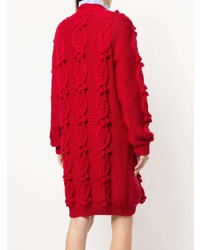 Cardigan long en tricot rouge Macgraw