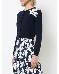 Cardigan orné bleu marine Oscar de la Renta