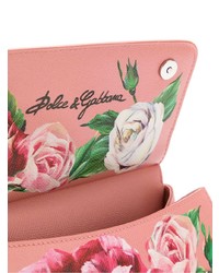Cartable en cuir à fleurs rose Dolce & Gabbana