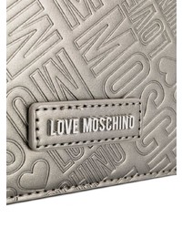 Cartable en cuir argenté Love Moschino