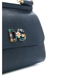 Cartable en cuir bleu marine Dolce & Gabbana