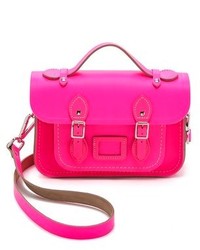 Cartable en cuir fuchsia Cambridge Silversmiths