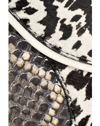 Cartable en cuir imprimé léopard noir et blanc