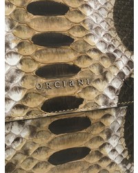 Cartable en cuir imprimé serpent marron clair Orciani