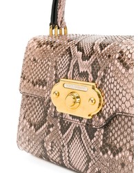Cartable en cuir imprimé serpent marron clair Dolce & Gabbana