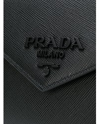 Cartable en cuir noir Prada