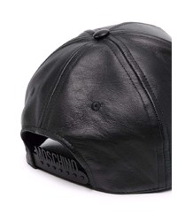 Casquette de base-ball en cuir imprimée noire Moschino