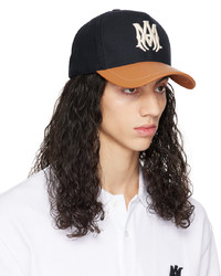 Casquette de base-ball en cuir marron foncé Amiri