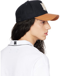 Casquette de base-ball en cuir marron foncé Amiri