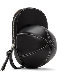 Casquette de base-ball en cuir noire JW Anderson