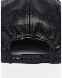 Casquette de base-ball en cuir noire Asos