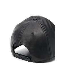 Casquette de base-ball en cuir noire Moschino
