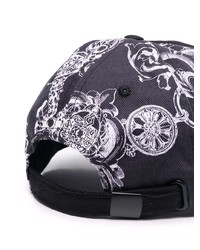 Casquette de base-ball imprimée noire et blanche VERSACE JEANS COUTURE