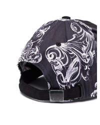 Casquette de base-ball imprimée noire et blanche VERSACE JEANS COUTURE