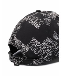 Casquette de base-ball imprimée noire et blanche VERSACE JEANS COUTURE