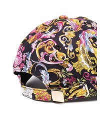 Casquette de base-ball imprimée noire VERSACE JEANS COUTURE