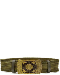 Ceinture en cuir brodée olive