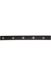 Ceinture en cuir imprimée noire Gucci