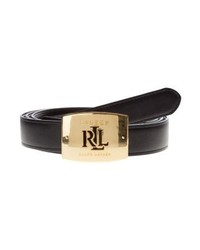 Ceinture en cuir noire Ralph Lauren