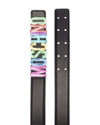 Ceinture en cuir ornée noire Moschino