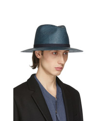 Chapeau de paille bleu marine Giorgio Armani