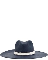 Chapeau de paille bleu marine