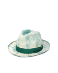 Chapeau de paille imprimé tie-dye vert menthe