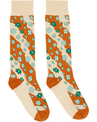 Chaussettes à fleurs dorées