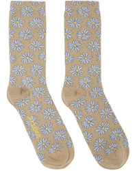 Chaussettes à fleurs marron clair