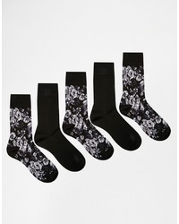 Chaussettes à fleurs noires Asos