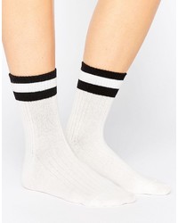 Chaussettes à rayures horizontales blanches Monki