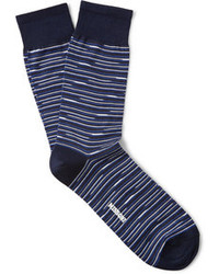Chaussettes à rayures horizontales bleu marine et blanc Missoni