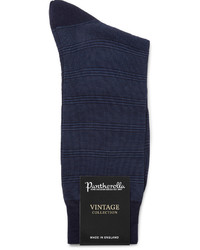 Chaussettes à rayures horizontales bleu marine Pantherella