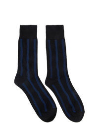 Chaussettes à rayures horizontales bleu marine Issey Miyake Men