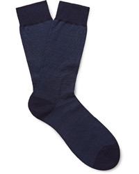 Chaussettes à rayures horizontales bleu marine Pantherella