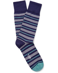 Chaussettes à rayures horizontales bleu marine Paul Smith