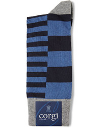 Chaussettes à rayures horizontales bleues Corgi