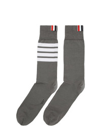 Chaussettes à rayures horizontales gris foncé Thom Browne