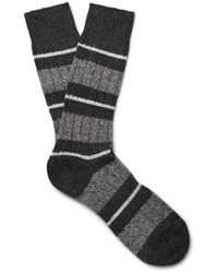 Chaussettes à rayures horizontales gris foncé Pantherella