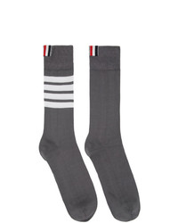 Chaussettes à rayures horizontales gris foncé Thom Browne