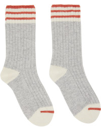Chaussettes à rayures horizontales grises Brunello Cucinelli