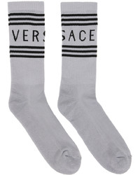 Chaussettes à rayures horizontales grises Versace