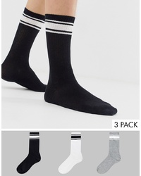 Chaussettes à rayures horizontales noires et blanches Bershka