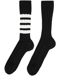 Chaussettes à rayures horizontales noires et blanches Thom Browne