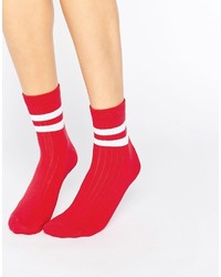 Chaussettes à rayures horizontales rouges Asos