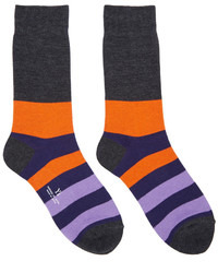 Chaussettes à rayures horizontales violettes