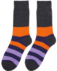 Chaussettes à rayures horizontales violettes Y's