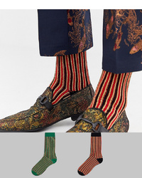 Chaussettes à rayures verticales multicolores